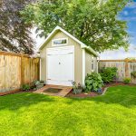 shed in residential backyard