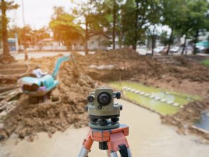 Land surveying on a residential property