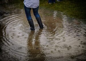 Flood in yard of residential property